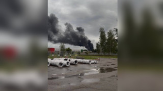 Пожар на нефтебазе в Твери