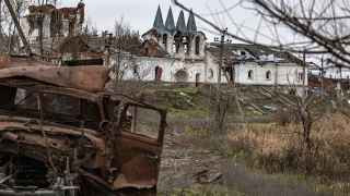 Георгиевский скит Успенской Святогорской лавры в Донецкой области после ракетного удара ВС РФ.