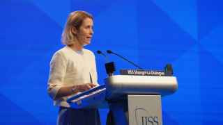 Кая Каллас во время выступления на конференции по безопасности «Диалог Шангри-Ла» в Сингапуре