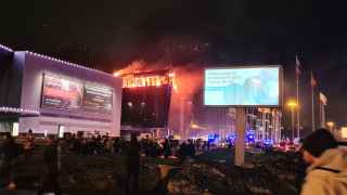 Горящее здание Crocus City Hall