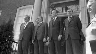 Творцы мира и спокойствия почти на пятьдесят лет: Генри Киссинджер,  Леонид Брежнев,  Джеральд Форд, Андрей Громыко