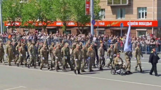 Проход инвалидов войны на параде Победы в Альметьевске, 9 мая 2026