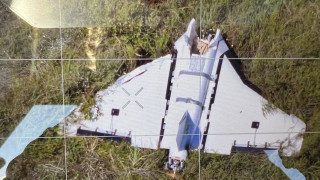 Обломки дрона, скорее всего, российской «Герберы», на военном полигоне в Гайжюнае