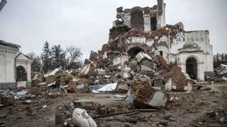 Георгиевский скит Успенской Святогорской лавры в Донецкой области после ракетного удара ВС РФ.