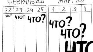 Я живу в Израиле, и моя русскоязычная жизнь происходит в Сети. Там у меня друзья, работодатели и соавторы. Две недели я не могла рисовать, лишь следила за новостями. Картинка «Что?» об этом. Потом я очнулась, нужно было браться за работу, — и тут же осознала, что рисовать уже и не надо: проекта больше нет, мои коллеги теперь «статистическая ошибка», заключенные и беженцы.