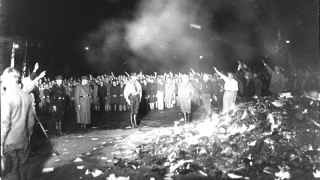 Книги и произведения, расцененные как «негерманские», сжигаются на площади Опернплац. Берлин, Германия, 10 мая 1933 года