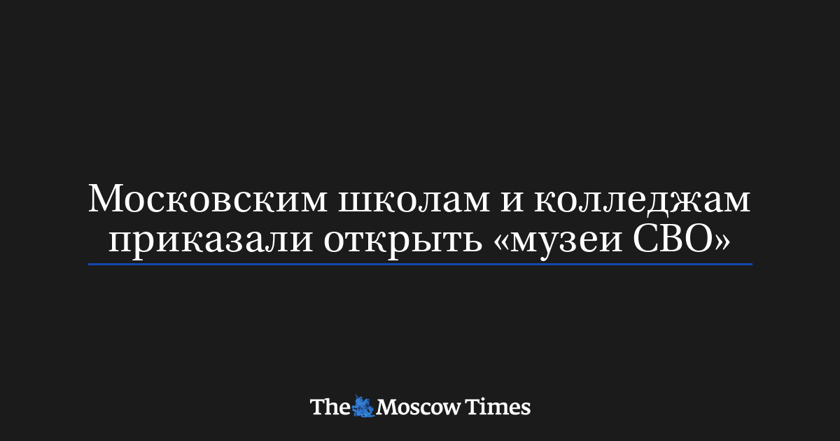 Московским школам и колледжам приказали открыть «музеи СВО»