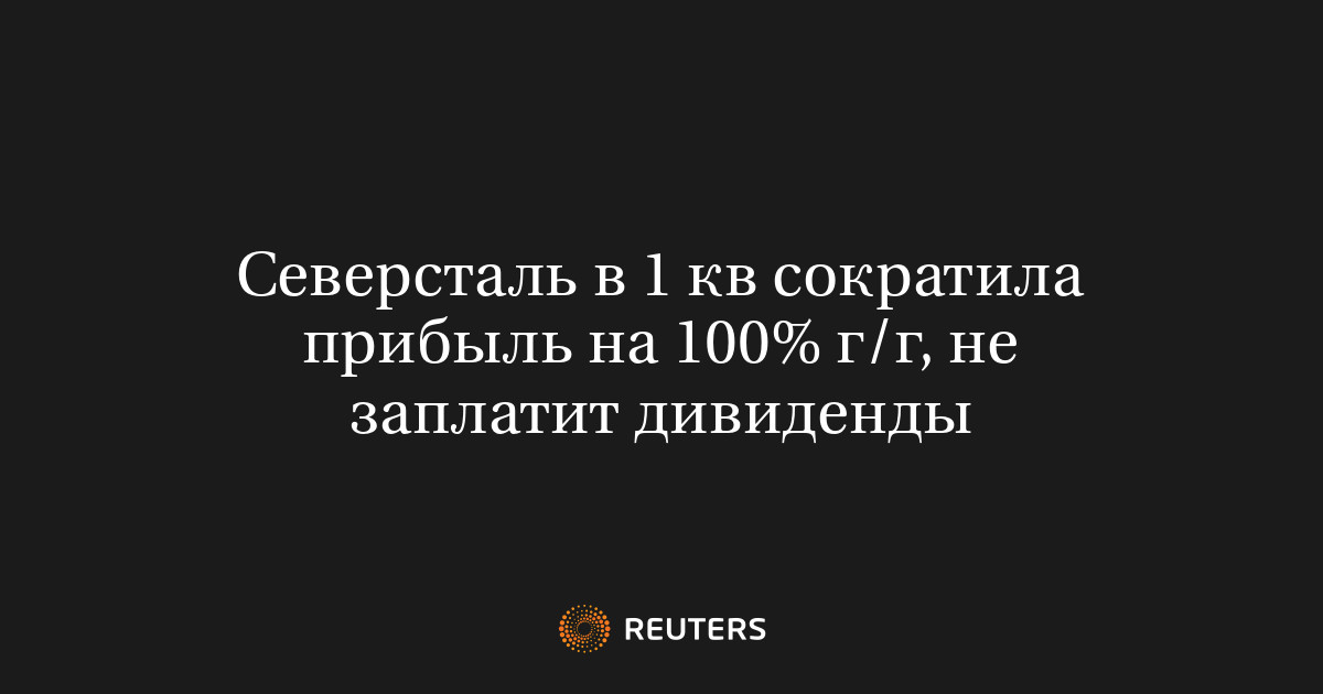 Северсталь в 1 кв сократила прибыль на 100% г/г, не заплатит дивиденды